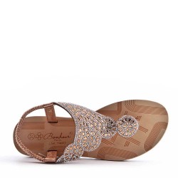 Sandale plat en simili cuir pour femme
