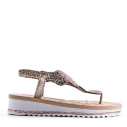 Sandale plat en simili cuir pour femme