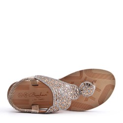 Sandale plat en simili cuir pour femme