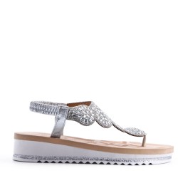 Sandale plat en simili cuir pour femme