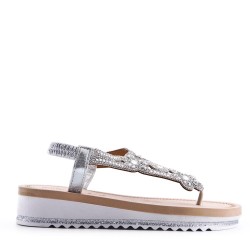 Sandale plat en simili cuir pour femme