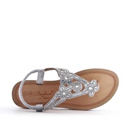 Sandale plat en simili cuir pour femme