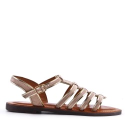 Flat sandals in faux leather for women