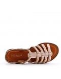 Flat sandals in faux leather for women