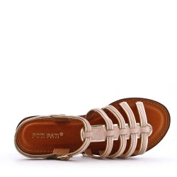 Flat sandals in faux leather for women