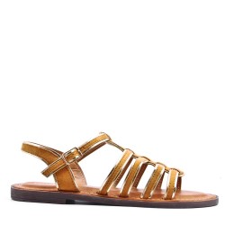 Flat sandals in faux leather for women