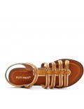 Flat sandals in faux leather for women