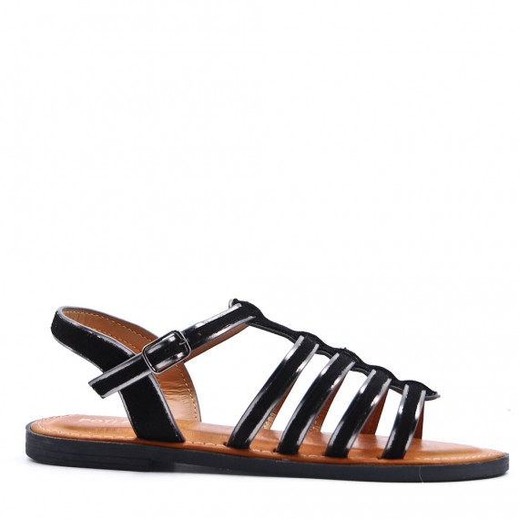 Flat sandals in faux leather for women