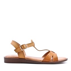 Sandale plat en simili cuir pour femme