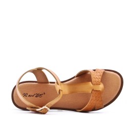 Sandale plat en simili cuir pour femme