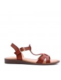 Sandale plat en simili cuir pour femme