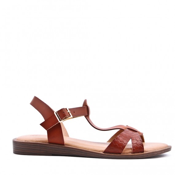 Sandale plat en simili cuir pour femme