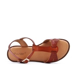 Sandale plat en simili cuir pour femme