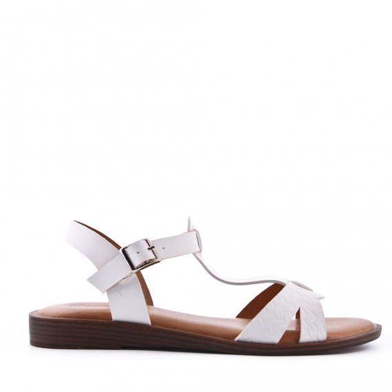 Flat sandals in faux leather for women