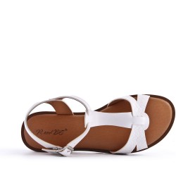 Flat sandals in faux leather for women