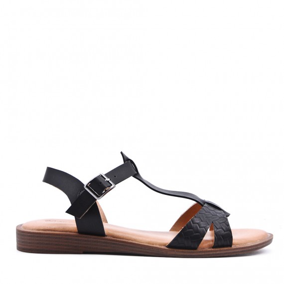 Flat sandals in faux leather for women