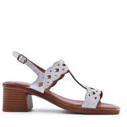 Faux leather heeled sandal