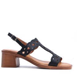 Faux leather heeled sandal