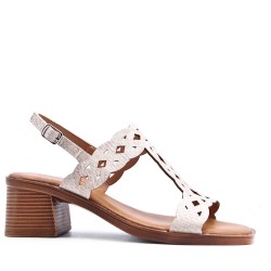 Faux leather heeled sandal