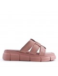 Faux leather wedge sandal