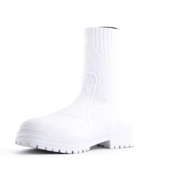 Mixed-material ankle boot