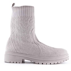 Mixed-material ankle boot