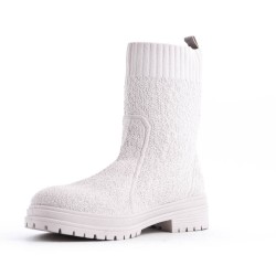 Mixed-material ankle boot