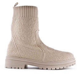 Mixed-material ankle boot