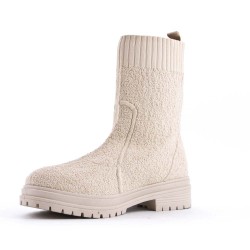 Mixed-material ankle boot