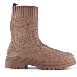 Mixed-material ankle boot