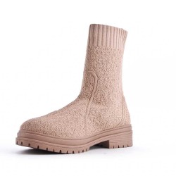 Mixed-material ankle boot
