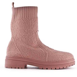 Mixed-material ankle boot