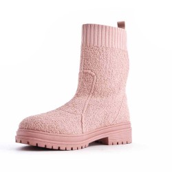 Mixed-material ankle boot