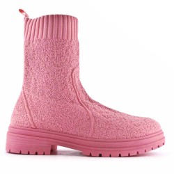 Mixed-material ankle boot