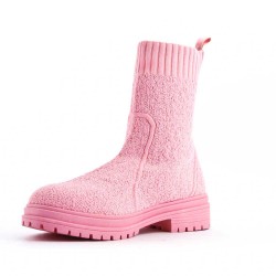 Mixed-material ankle boot