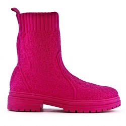 Mixed-material ankle boot