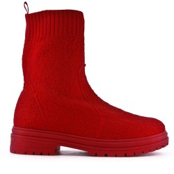Mixed-material ankle boot