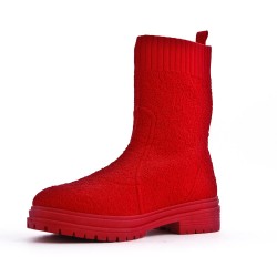 Mixed-material ankle boot