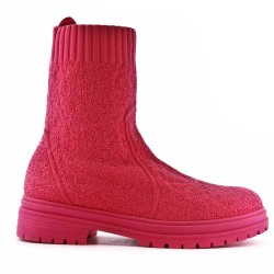 Mixed-material ankle boot