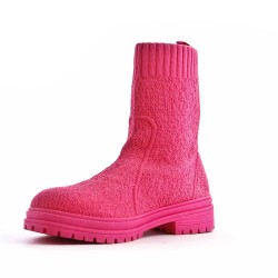 Mixed-material ankle boot