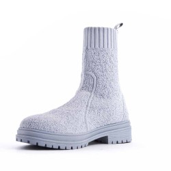 Mixed-material ankle boot