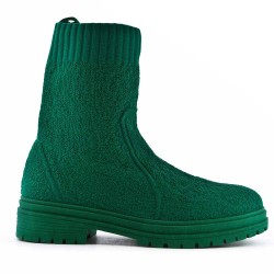 Mixed-material ankle boot