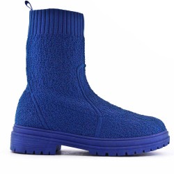 Mixed-material ankle boot