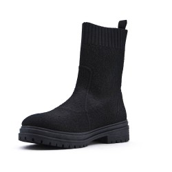 Mixed-material ankle boot