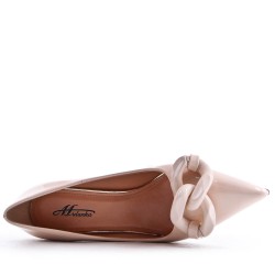 Leatherette pump with heels