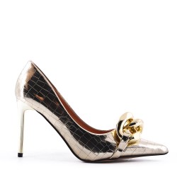 Leatherette pump with heels