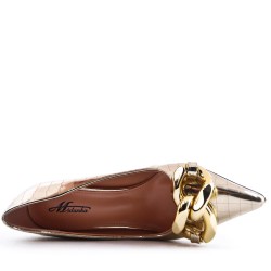 Leatherette pump with heels