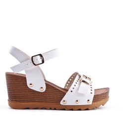 Faux leather wedge sandal