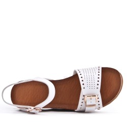 Sandale compensée en simili cuir