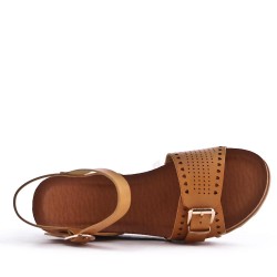 Faux leather wedge sandal